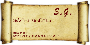Sári Gréta névjegykártya